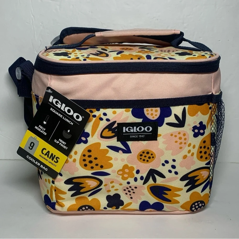 Igloo Lunch Cooler 9 Can Square Bag Retro Floral New